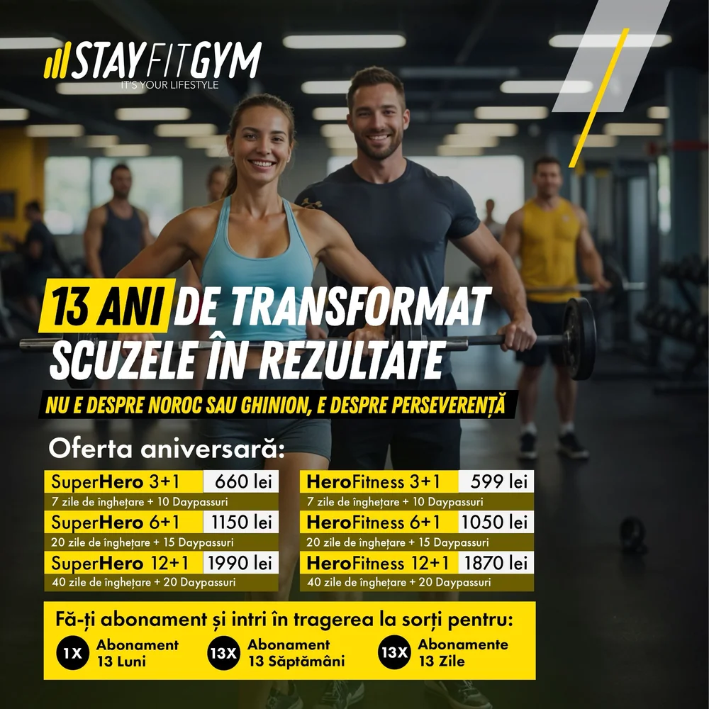 13 ANI DE TRANSFORMAT SCUZELE ÎN REZULTATE - 13 ANI DE STAY FIT GYM
