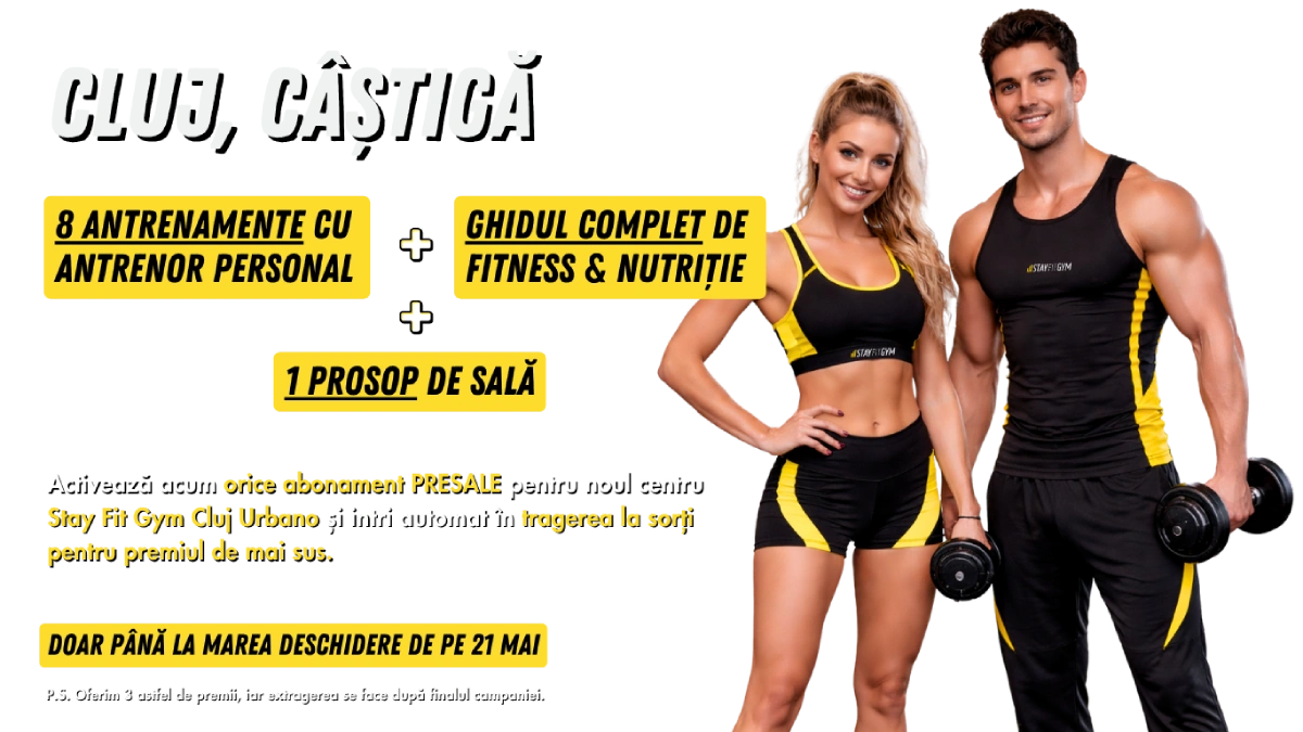 Activează acum orice abonament PRESALE pentru noul centru Stay Fit Gym Urbano Cluj și intri automat în tragerea la sorți
